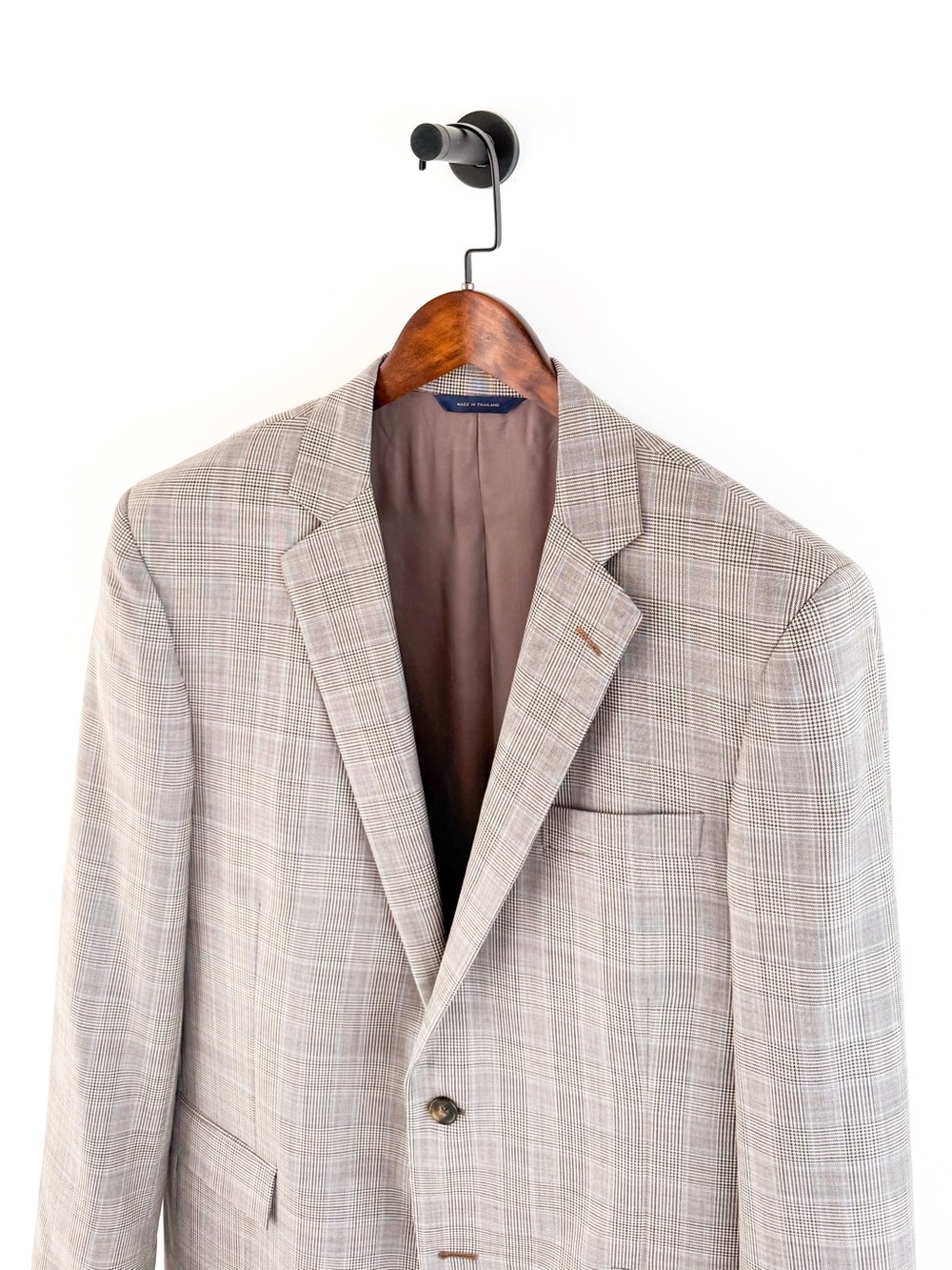 NWT NEW Brooks Brothers Glen Plaid Italian Sport Coat Tan Blue Blazer Men's 43L - Picture 6 of 14